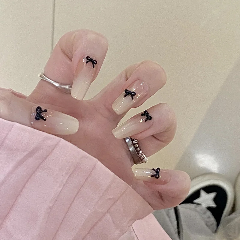 Internet Celebrity Mini Bow Nail Art Accessories Xiaohongshu Popular Black Small Butterfly Bow Tie Nail Art Accessories Wholesale