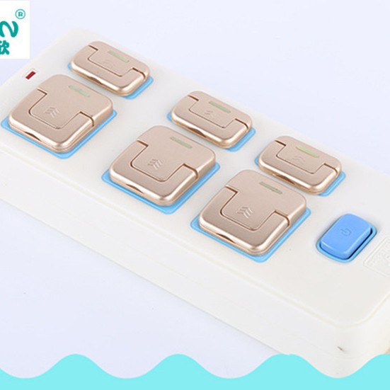 Gold luminous anti-electric shock safety socket seat protective cover safety socket protective cover children two, three plugs, two holes