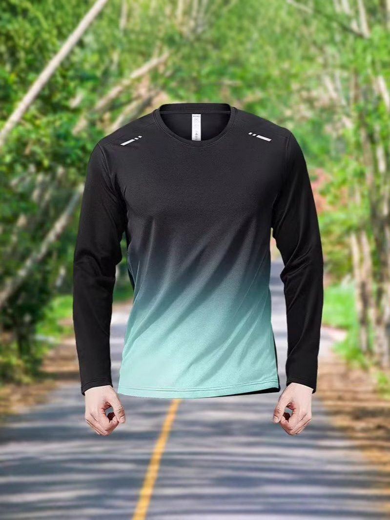 Sports Quick-drying Clothes Long-sleeved T-shirt Men's Ice Silk Sunscreen Spring and Autumn Thin Breathable Mountaineering Running Loose Outdoor Top