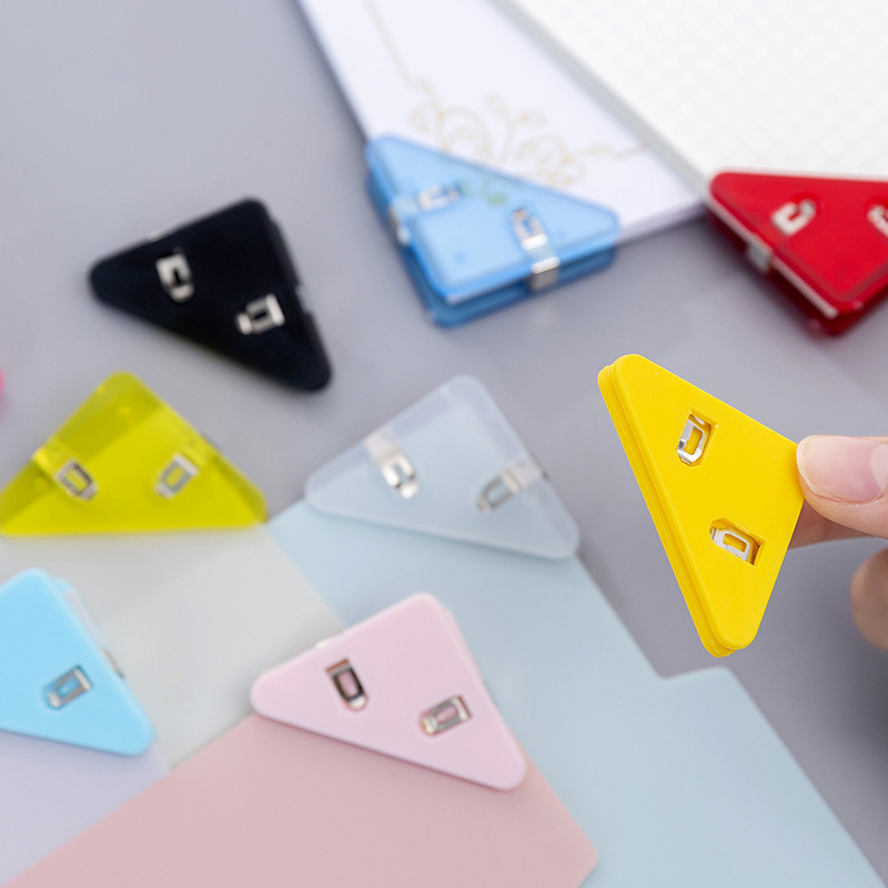 Internet Red Triangle Clip Student Test Paper Storage Side Angle Clip Folder Stationery Book Anti-roll Artifact Office Long Tail