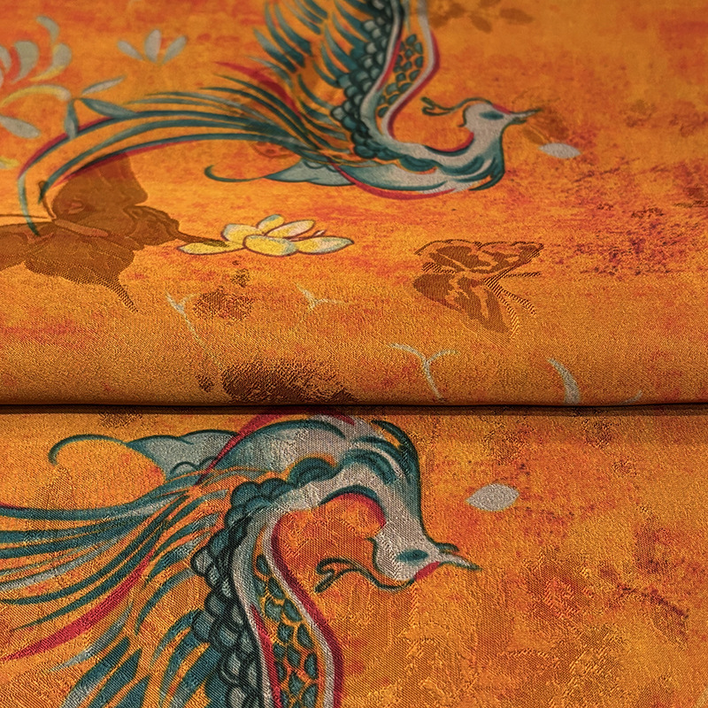 Phoenix Flower Blooming Fragrant Cloud Yarn Fabric Imitation Mulberry Silk Classy National Style Clothing Fabric Cheongsam Vest Cloth Head Wholesale