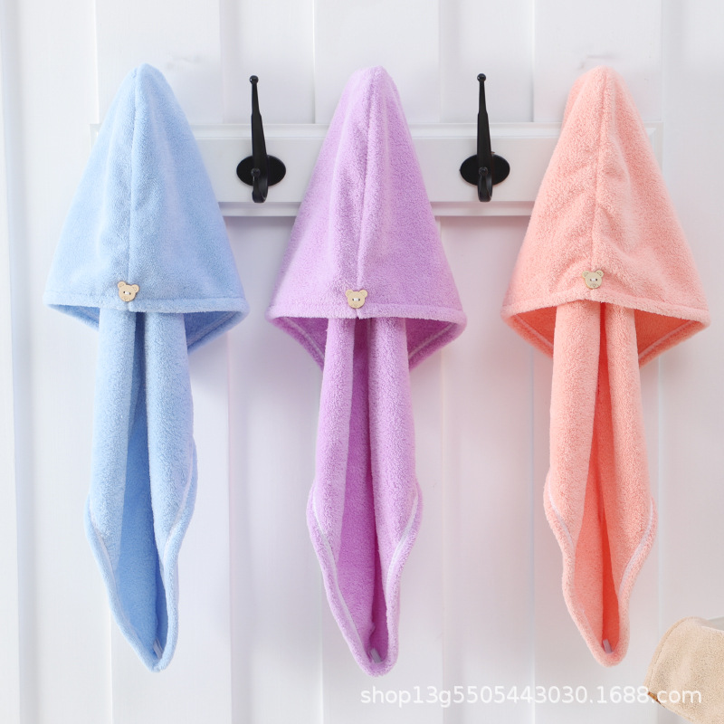 High density hair drying cap quick-drying women's absorbent coral fleece closed toe towel shampoo microfiber strong absorbent shower cap wholesale