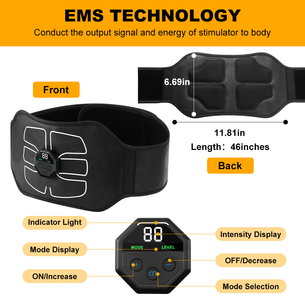 Cross-border Lazy Abdominal Muscle Sticker Abdominal Machine Abdominal Muscle EMS Belt Fitness Equipment Abdominal Muscle Massage Belt