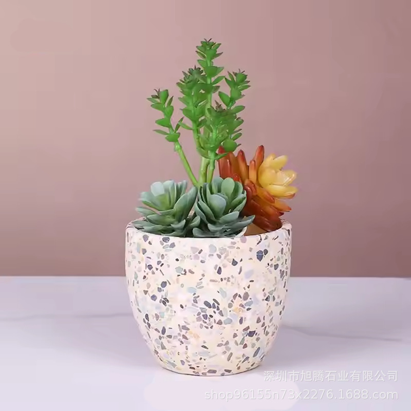 Terrazzo Concrete Flower Pot Flower Box Home Decoration Design Indoor Creative Handmade Cement Flower Pot