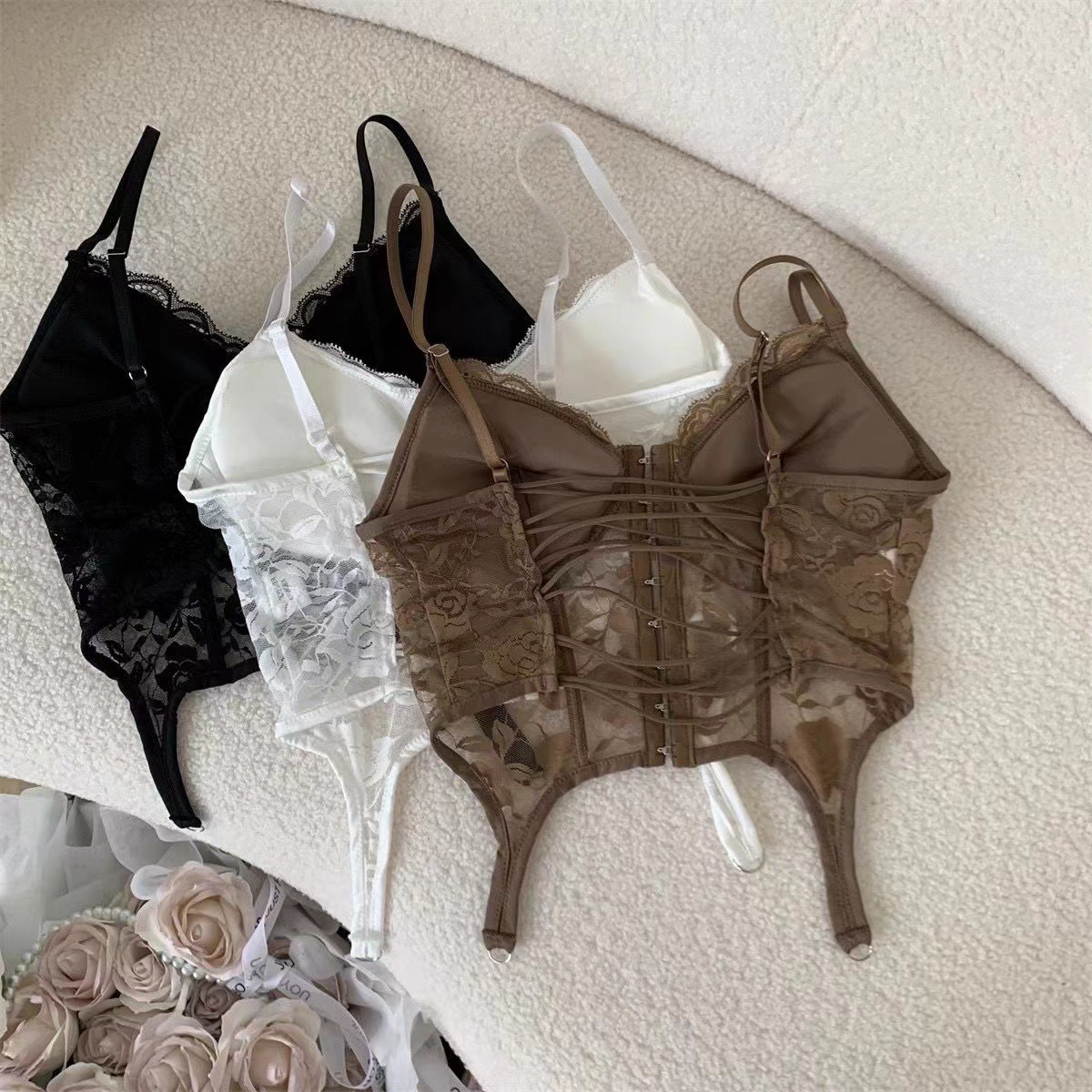 European and American Fishbone Vintage Lace Stitching Irregular Camisole Vest Slim-fit Slimming Outer Short Hot Girl Sexy Top