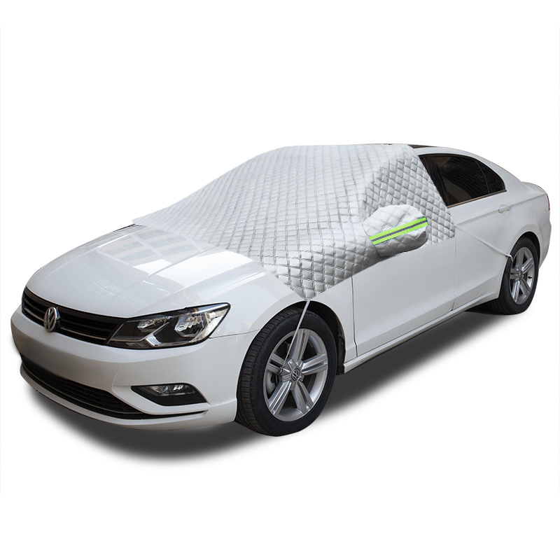 Car snow shield car half cover can print LOGO thickened car cotton aluminum film sunshade anti-frost car snow shield