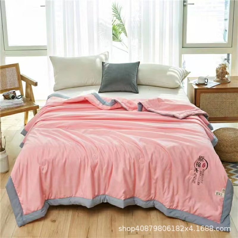 Explosions Raw Cotton Fiber Embroidery Single Double Soybean Quilt Summer Quilt Machine Washable Summer Cool Quilt Spring and Autumn Air-conditioning Quilt Wholesale