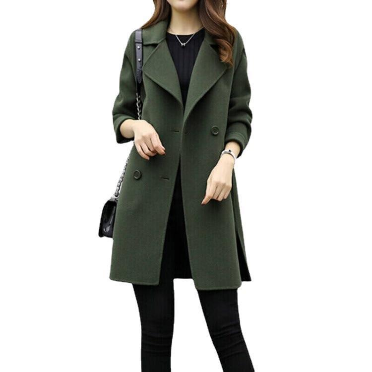Foreign trade explosion 2024 autumn and winter new coat woolen coat women's long cocoon double-breasted woolen loose slim