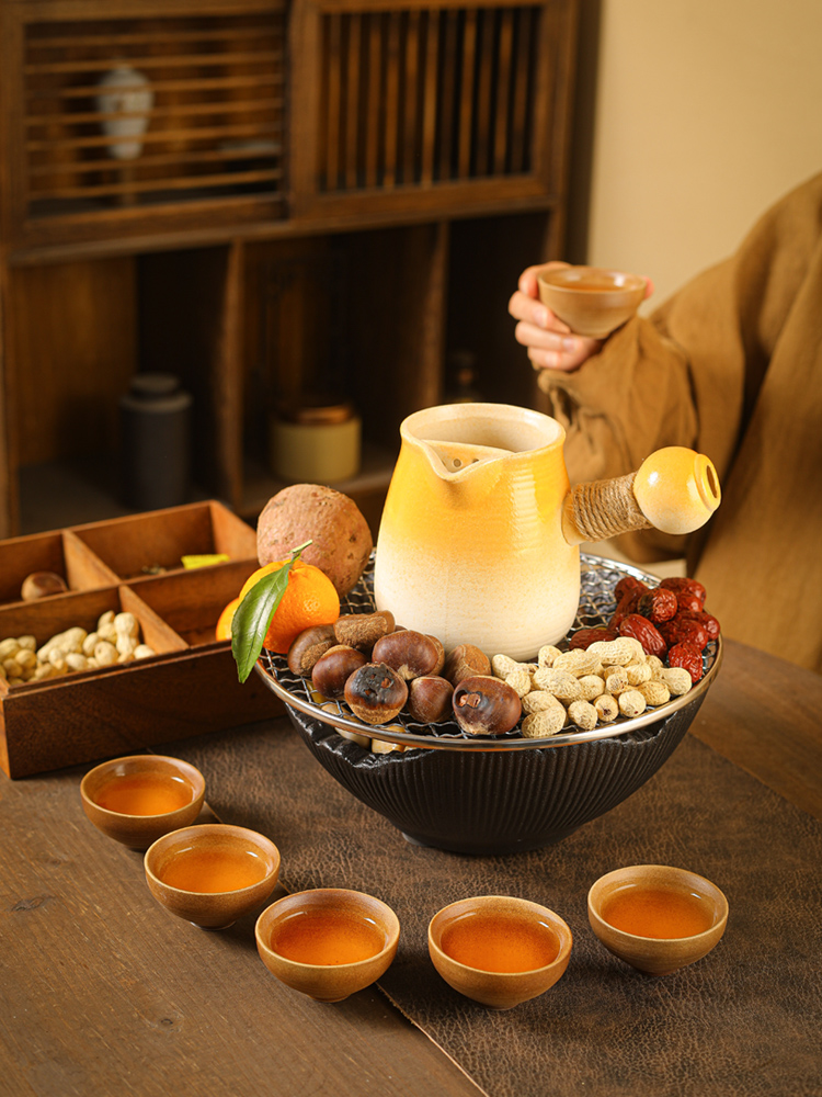 Roasted Milk Tea Pottery Pot Around the Stove to Make Tea and Boiler Can Open Flame Dry-Fired Teapot High-Temperature Side Handle Pot Manufacturer