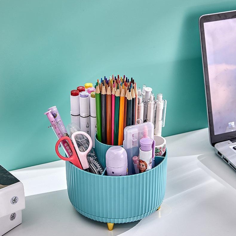 Cross-Border Export Desktop Storage Plastic Rotating Pen Holder Cosmetics Storage Box High-End Home Table Light Luxury Placement