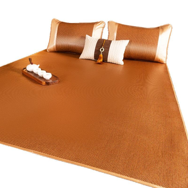 New Rattan Mat Dropshipping Single and Double Bed Dormitory Three-Piece Set Foldable Student Air-Conditioned Mat Ice Silk Mat Wholesale Mat