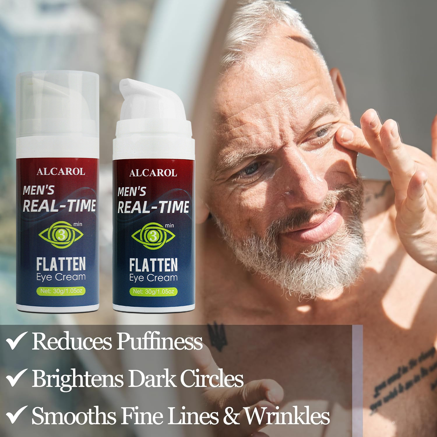 Cross-Border Popular Spot 30g Men's Eye Cream Tk Hot Sale Brightens Eyes, Instantly Smoothes Fine Lines, Tightens and Removes Black Spots