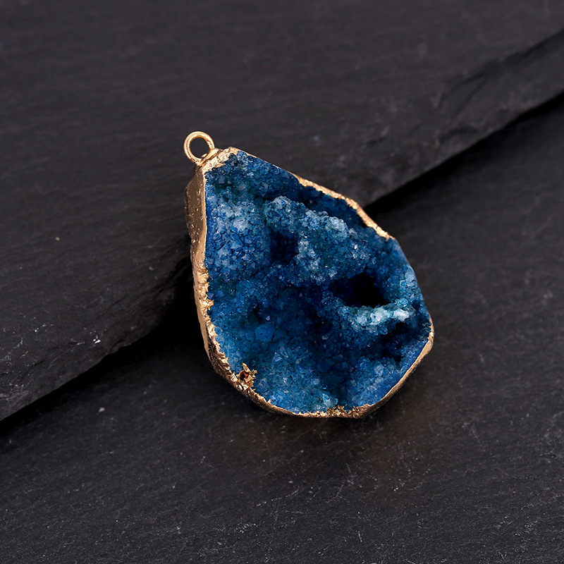 Cross-border Natural Crystal Pendant Irregular Crystal Cluster Gravel Phnom Penh Necklace Amethyst Raw Stone Jewelry Pendant