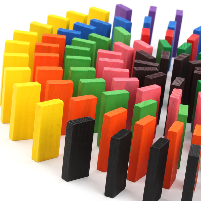 Children's building blocks 120 pieces of 12-color dominoes color cognitive early education AIDS educational enlightenment wooden toys
