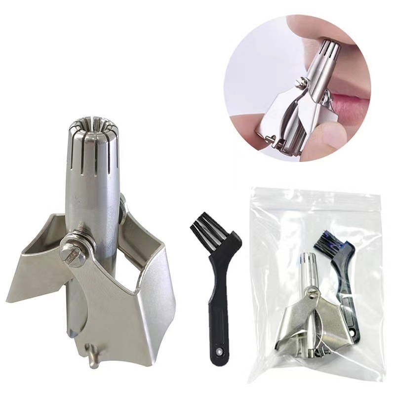 Bagged unisex nose hair trimmer stainless steel manual nose hair trimmer washable mechanical nose hair scissors