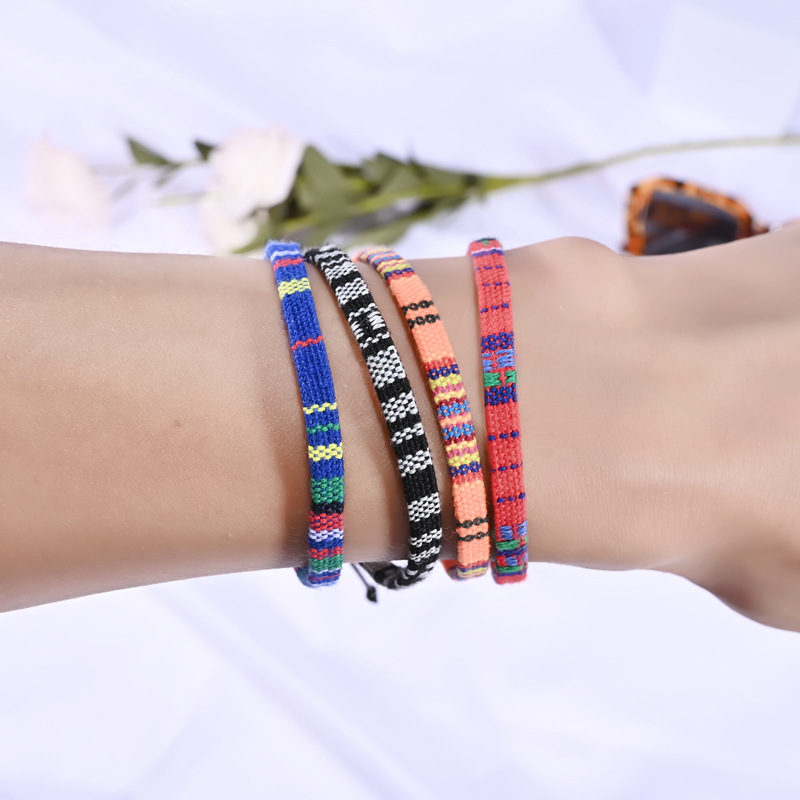 Woven rainbow anklet bracelet cross-border bohemian friendship bracelet factory direct sales