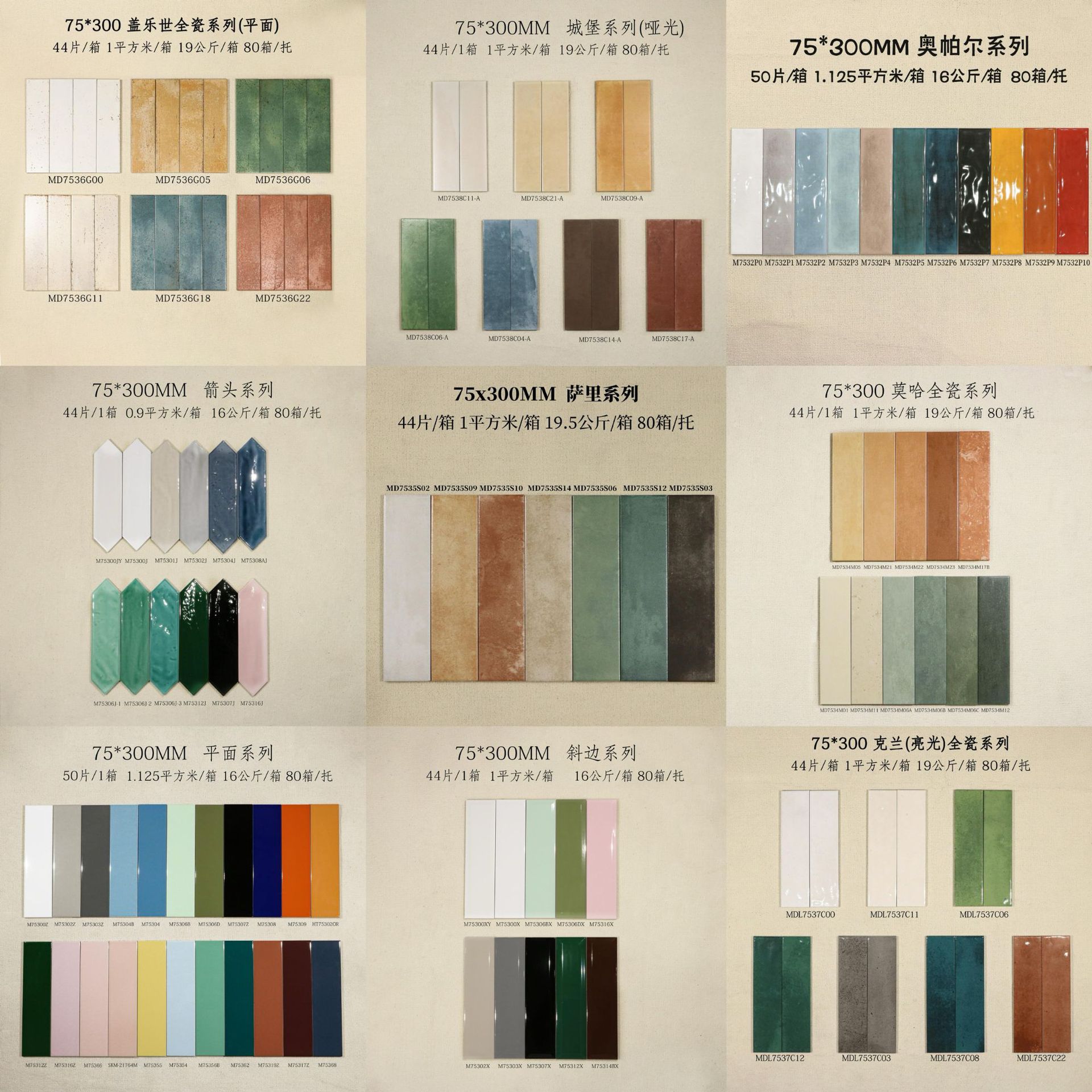 Винтажный длинный кирпич 75x300 однотонный для кухни, ванной, марокканского ресторана, магазина молочного чая, бара, стен