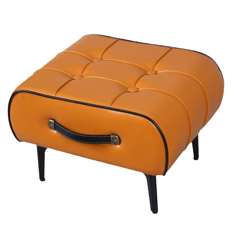 Solid Wood Portable Sofa Stool for Home Use, Shoe-Changing Stool, Light Luxury Small Low Stool, Soft Cushion Stool, Foldable Outdoor Chair