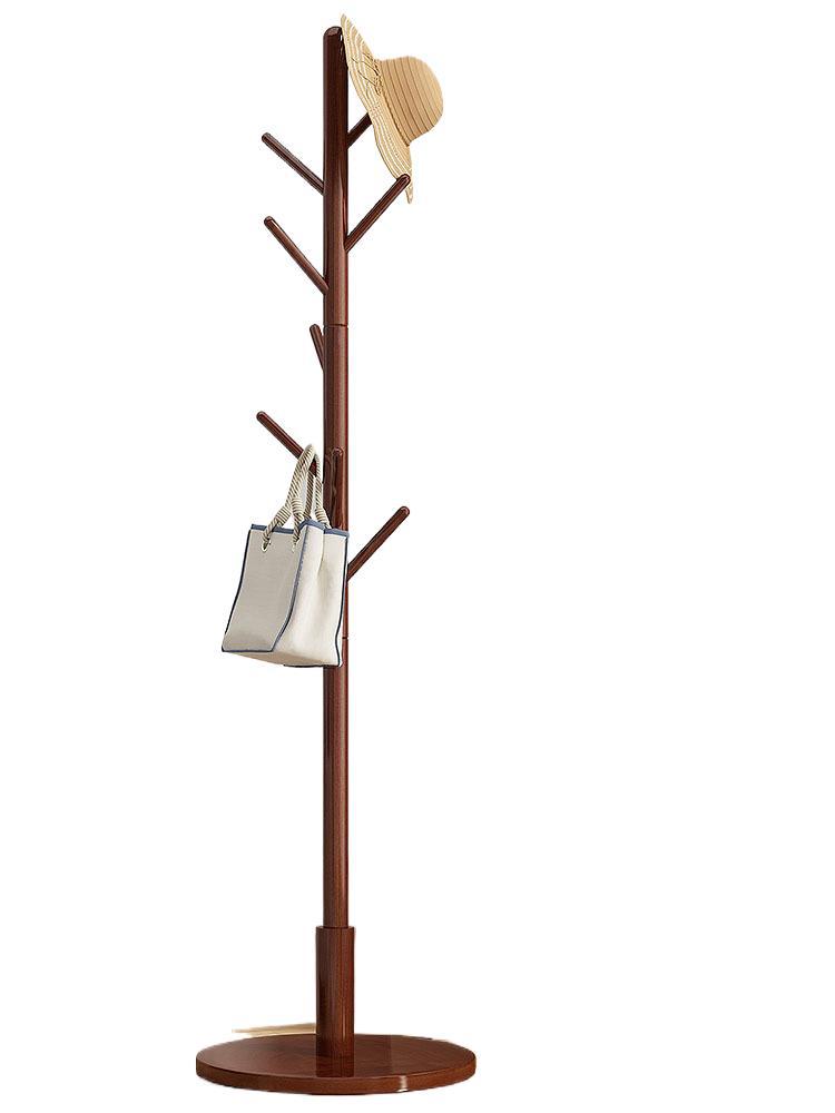 Solid Wood Coat Rack Floor-Standing Bedroom Built-In Living Room Clothes Rack Household Single-Pole Vertical Simple Bag Rack
