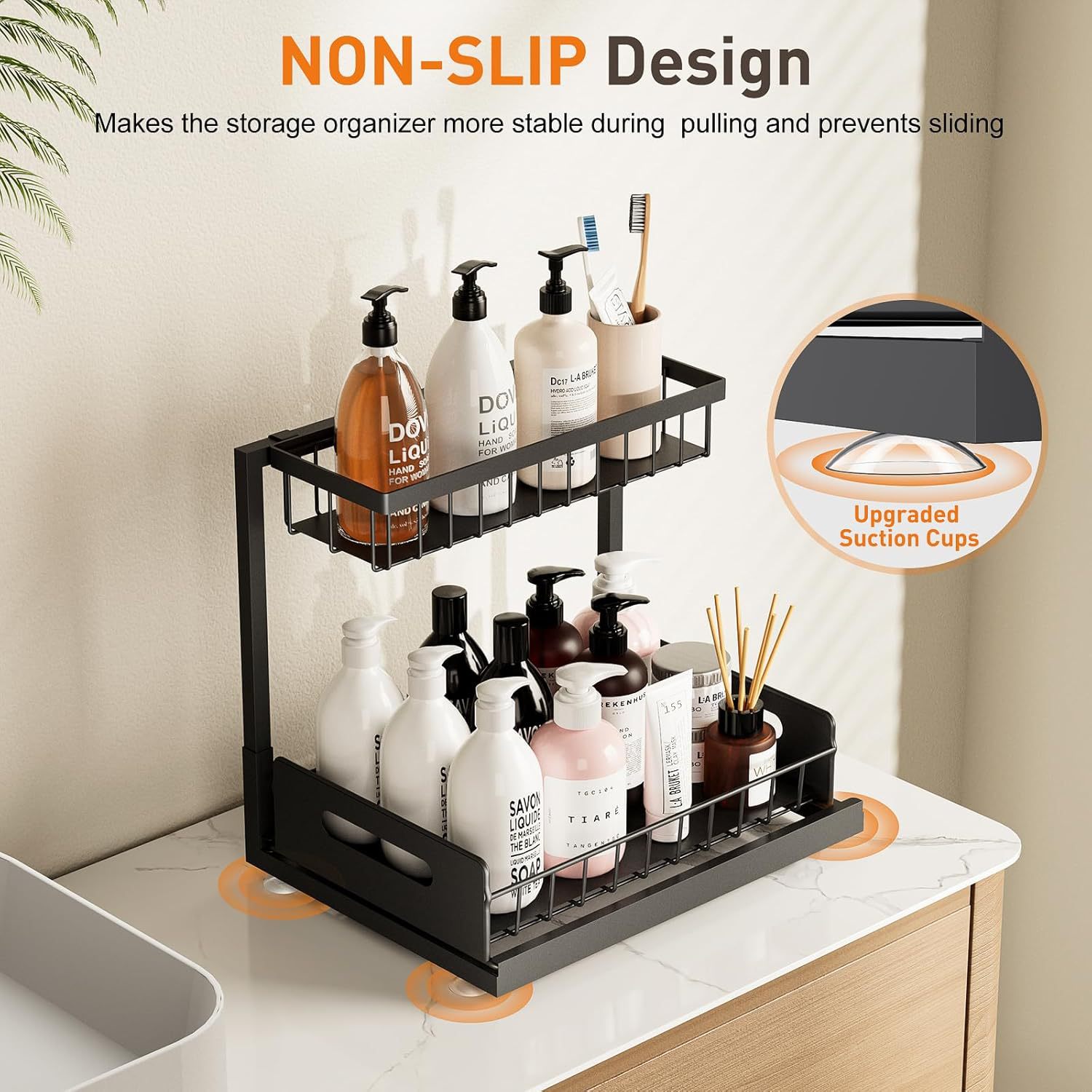 Cross-Border Kitchen Pull-Out Storage Rack under Sink Storage Rack Cabinet Countertop Spice Drawer Storage Rack