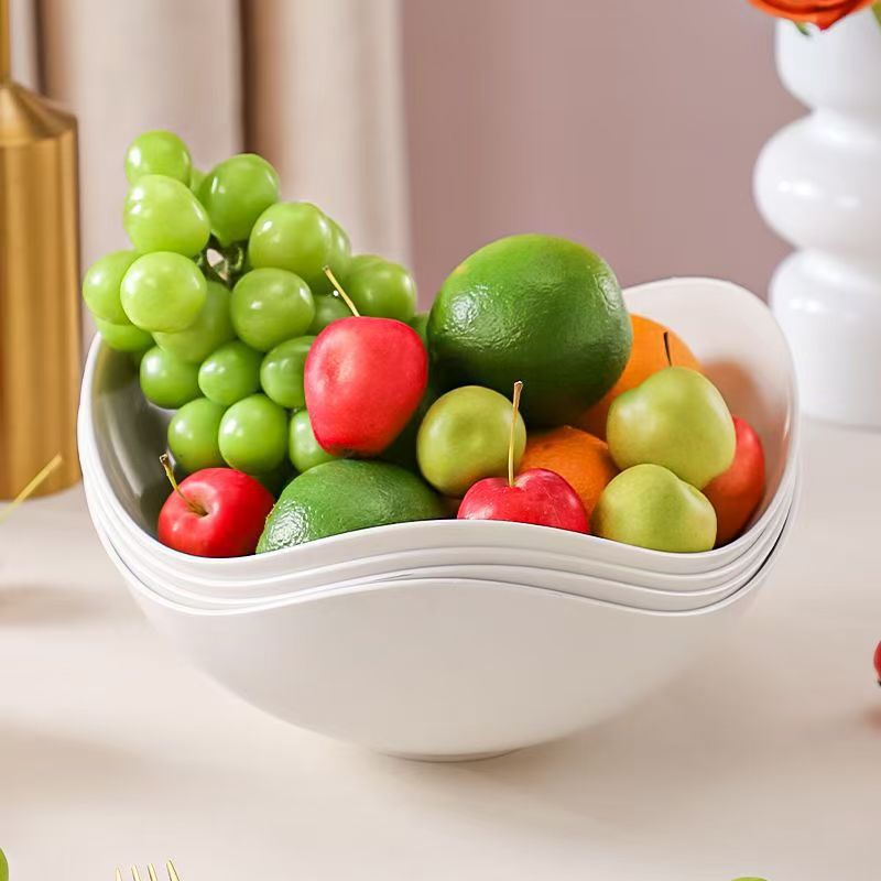 High-End Fruit Plate Ins Style White Living Room Snack Plate Candy Plate Thickeneded Office Restaurant Dried Fruit Basket