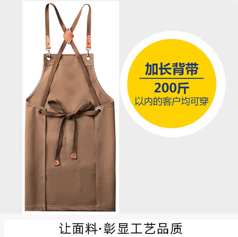Cross-border Waterproof Oil-proof Canvas Cotton Apron Coffee Shop Kitchen Home Waistline Gardening Denim Work Apron Wholesale
