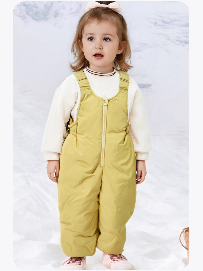 Boys and Girls Three-Proof down Pants Winter New Suspender Pants for Toddlers and Babies Thickeneded Warm White Duck down