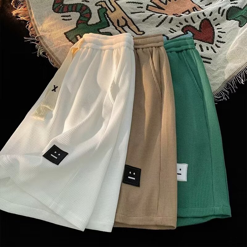 Cross-Border Waffle Shorts Men's Summer Thin Beach Pants Running Sports Pants Loose Casual Five-Point Pants for Men