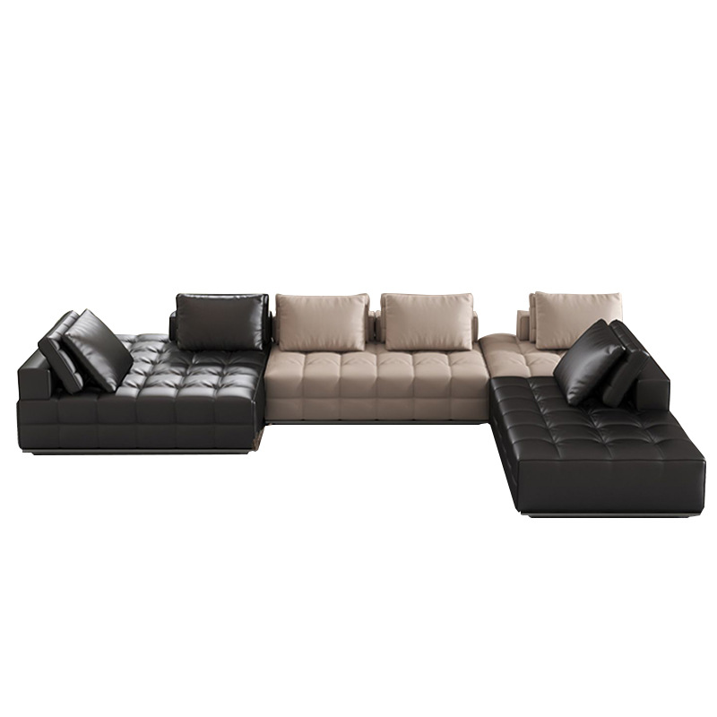 Lawrence Leather Sofa Italian Style Minimalist Large and Small Apartment Villa Clients Corner Sofa Modern Straight Leather Sofa