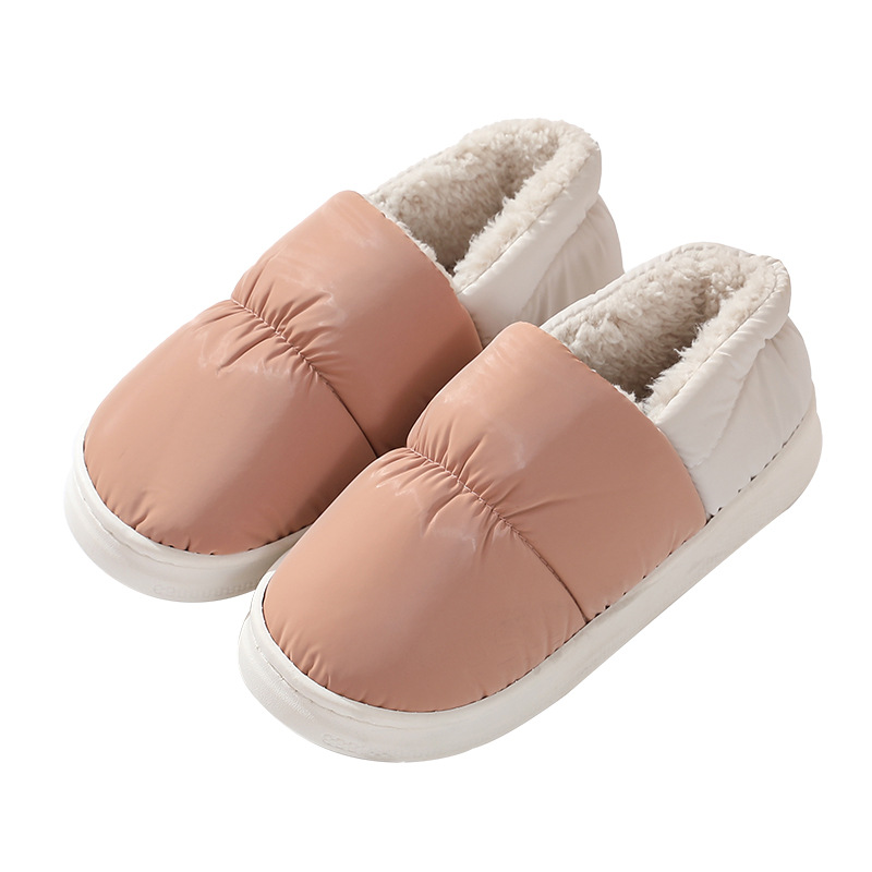 Factory Direct Sales Autumn and Winter Warm Cotton Slippers for Home Couples Thickened Waterproof Non-Slip Plush Slippers for Couples