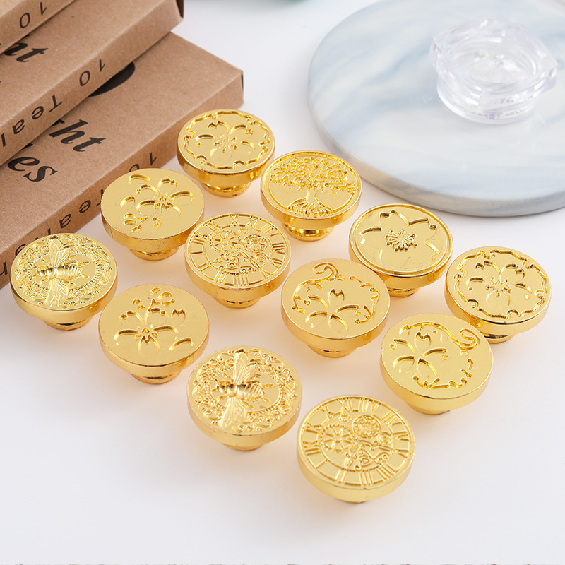 Lacquer Seal Head Seal Head Head Wax Grain Melting Furnace Backing Plate Handle Candle Envelope Sealing Copper Head Pattern Ang Seal Floating