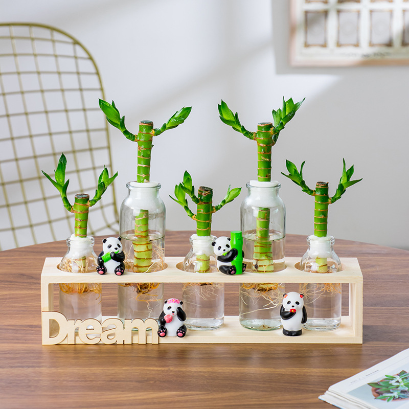 Green Potted Plants, Micro-Landscape, Pastoral Style, Office Interior, Home Decoration Ornaments, 4 Types of Panda Simulation