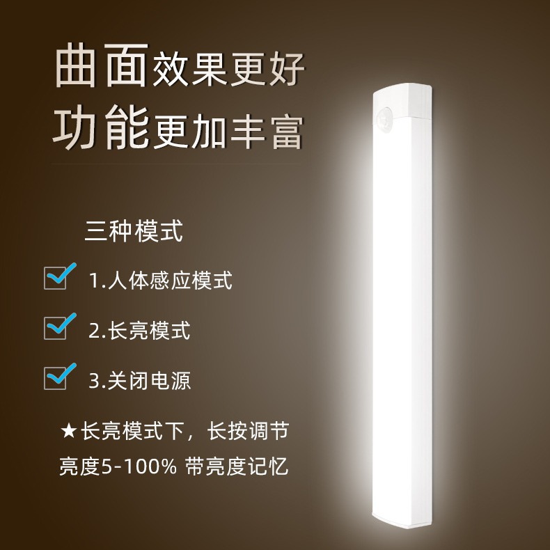 Led Wardrobe Cabinet Light Human Body Sensor Light Large Capacity with Light Strip Eye Protection Night Light Magnetic USB Charging Cross-Border