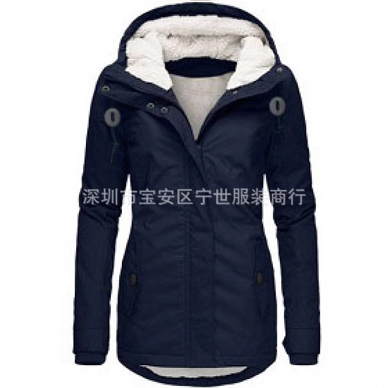 Source Factory Winter Popular Thickeneded Cotton Jacket Plus Velvet Hooded Warm Jacket Mid-Length Women's Cotton Jacket