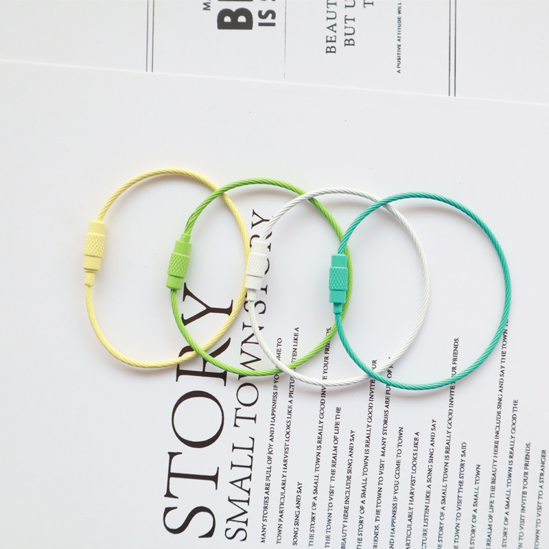 Creative Color Paint Keychain DIY Decorative Accessories Handmade Pendant Buckle Rotary Screw Wire Rope Keychain