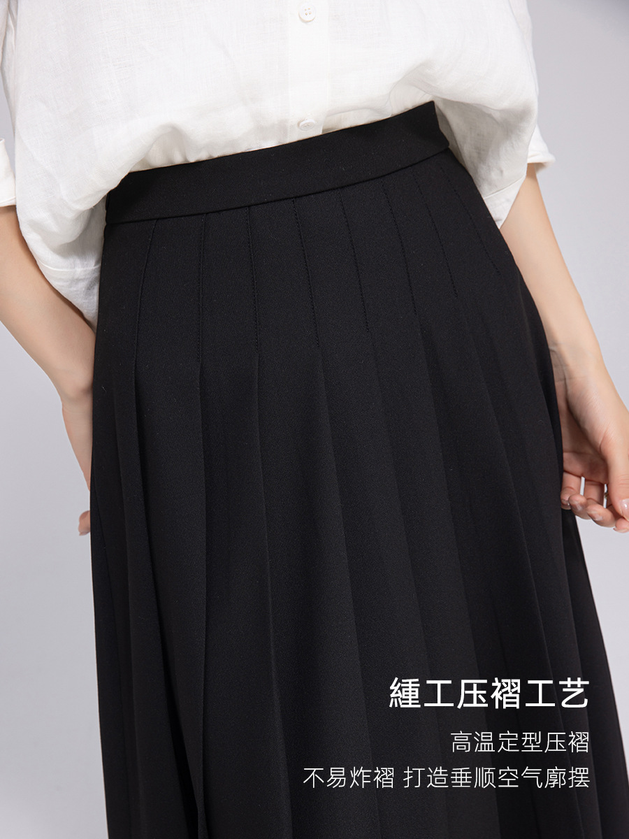 Xingge Petite Intellectual Style Pleated Skirt Mid-Length Women's 2025 Autumn New Slimming Half Skirt