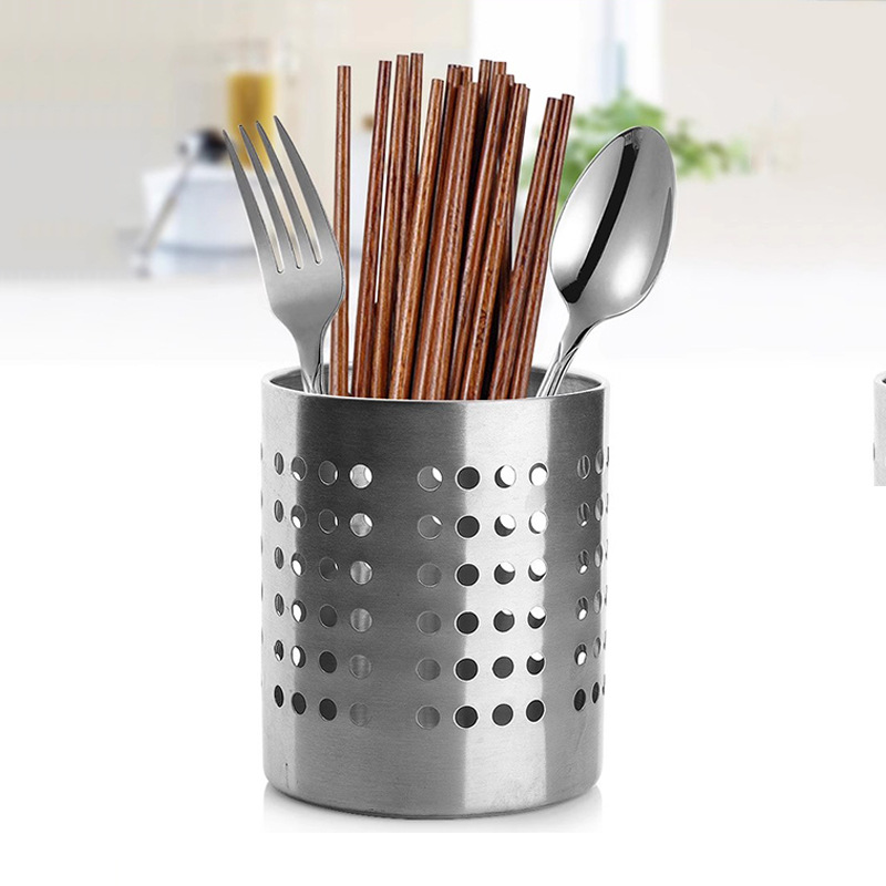 Factory direct stainless steel chopsticks tube round kitchen chopsticks cage restaurant straw tableware tube knife and fork multi-function collection