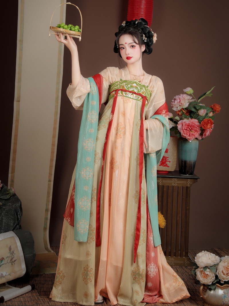 New Tang style original Hanfu Women's Chinese style improved chest dress autumn and summer daily student ancient costume Super fairy