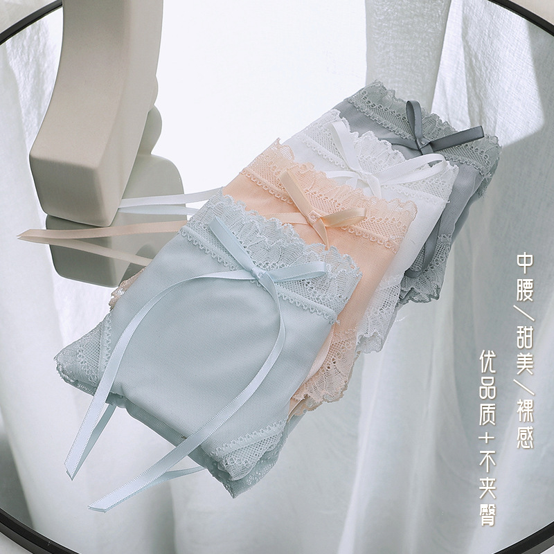 Panties Women's Lace Sexy Mid-waist Japanese Girl's Light Breathable Lace Panties Women's Sexy Lace Panties