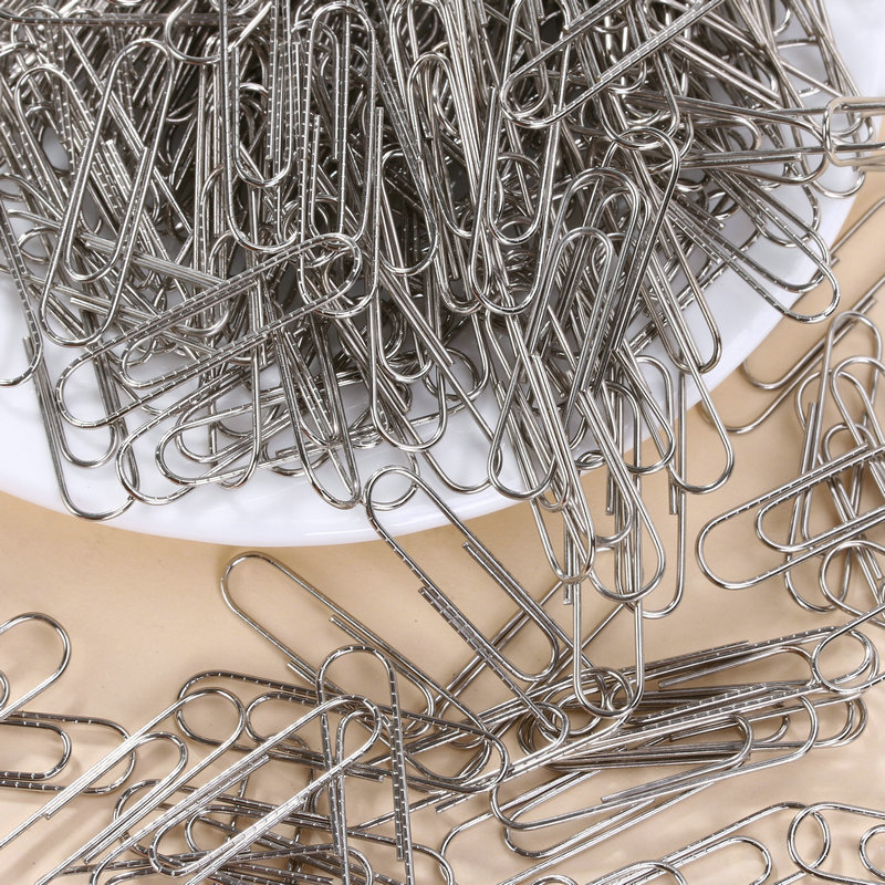Embossed non-slip fixed paper clip silver pin nickel-plated paper clip 100 pieces \box office supplies wholesale
