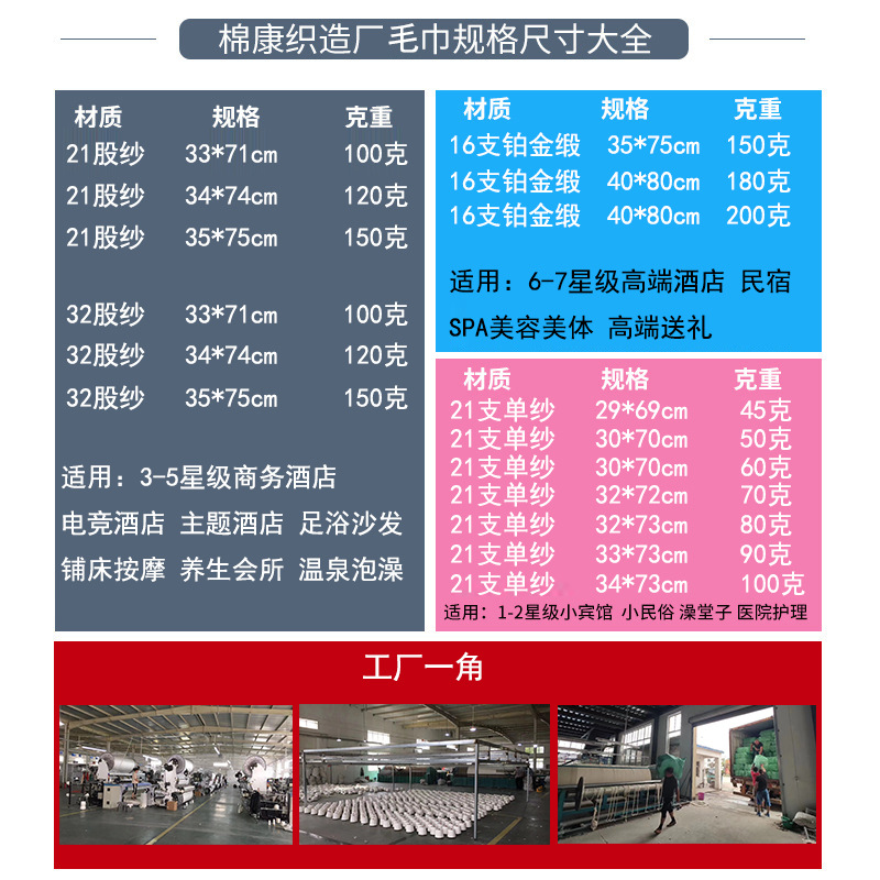 Hotel Towel Pure Cotton Wholesale Thickeneded Pure Cotton Towel Hot Spring Steaming Hotel B&B Beauty Salon White Towel