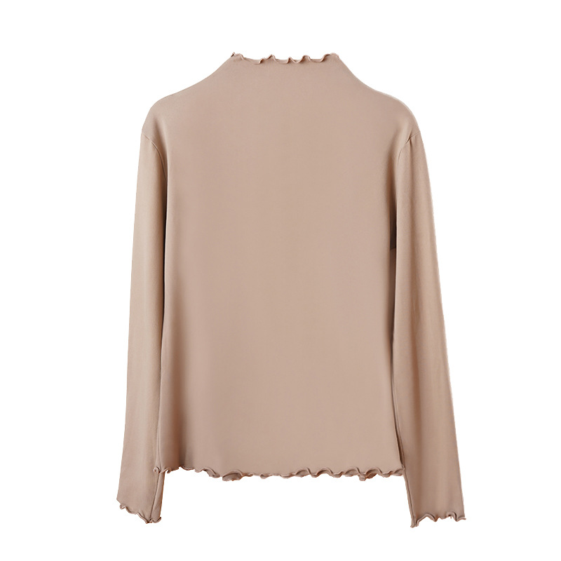 Carefully Selected New Autumn and Winter Ruffled Base Shirts for Women, New Autumn and Winter Coconut Oil Mask Shirts, Inner Wear Slim-Fitting Long-Sleeve Tops