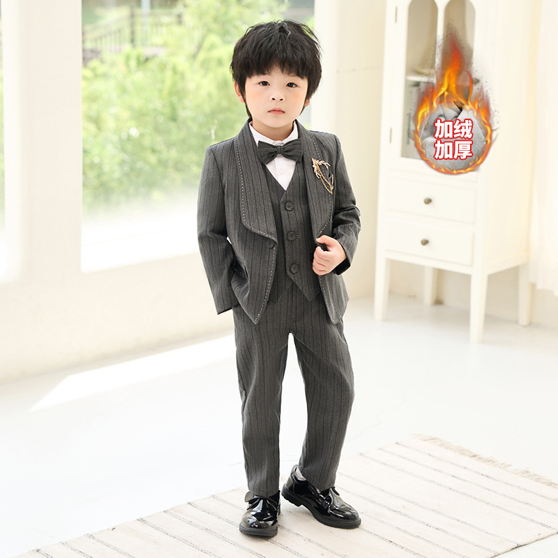Children's suit autumn British flower girl wedding dress children's class activity performance clothes boy's one-year-old photography clothes