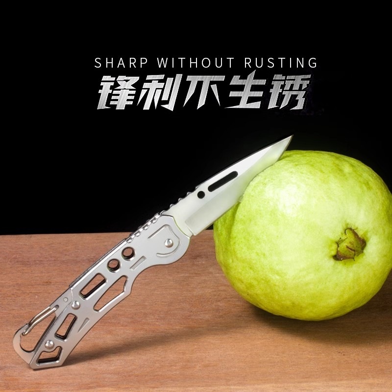 Multifunctional Stainless Steel Foldableing Knife Keychain Outdoor Camping Style Mini Exquisite Knife Portable Fruit Knife Paring Knife