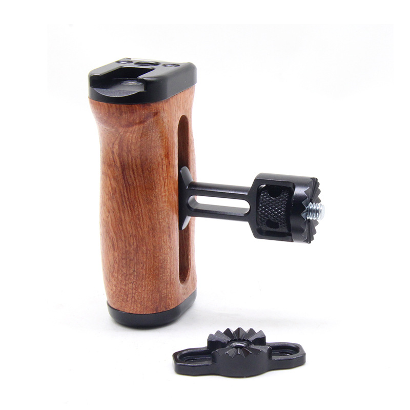 Slr Camera Rabbit Cage Wooden Side Grip Handle Smog Iron Head Rabbit Cage Universal Fill Light Rotating Small Handle