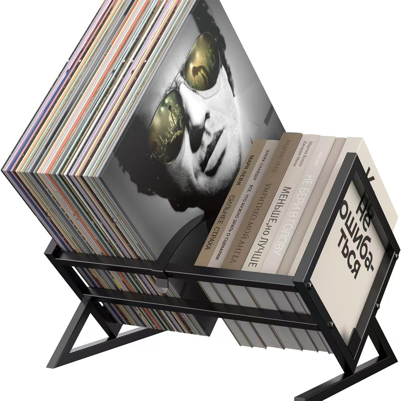 Vinyl Record Display Rack Desktop CD Record Storage Rack Magazine Storage Rack Iron Bookshelf Book Storage Rack