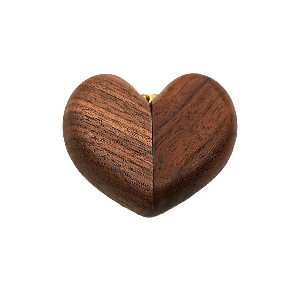 Spot Black Walnut Ring Box Heart-Shaped Wedding Jewelry Storage Box Proposal Engagement Jewelry Box Can Be Engraved