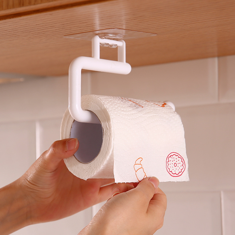 Punch-free Kitchen Special Tissue Holder Roll Paper Holder Hanger Preservation Film Storage Rack Toilet Paper Hook Rag Holder