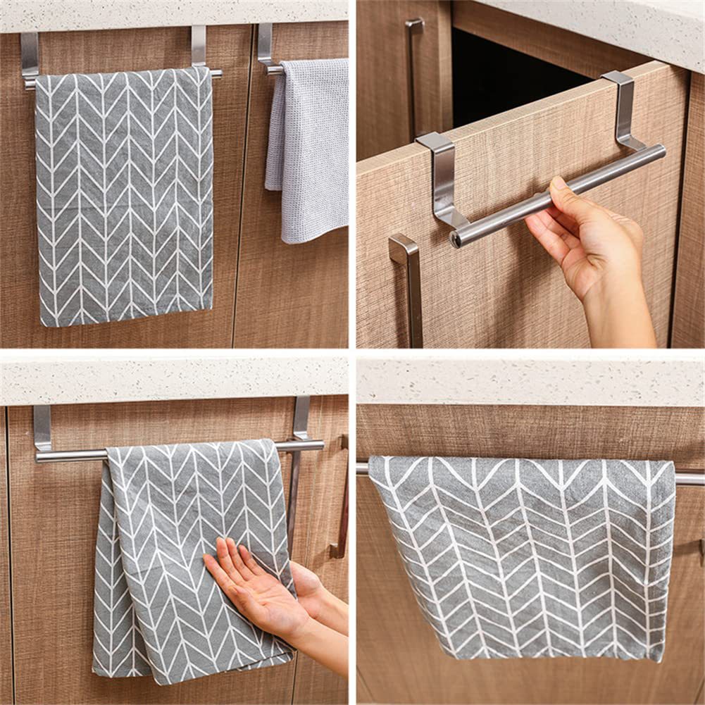 Stainless Steel Non-perforated Towel Rack Hanging Door Rear Kitchen Cabinet Door Back Type Rag Rack Storage Rack Towel Bar