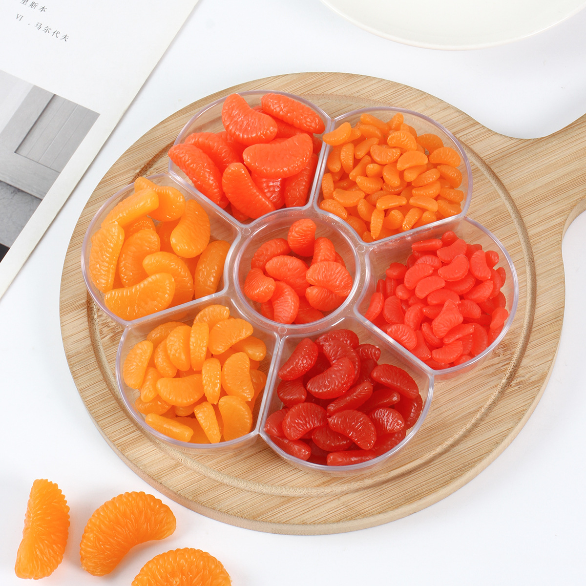 Pvc Mini Artificial Orange Petal Accessories DIY Food Toy Handmade Orange Pieces Grapefruit Petal Fake Fruit Ingredients Props